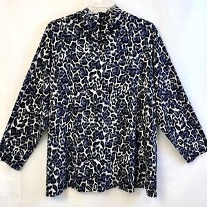Susan Graver Stretchy Animal Print Keyhole Turtleneck Top 3XL